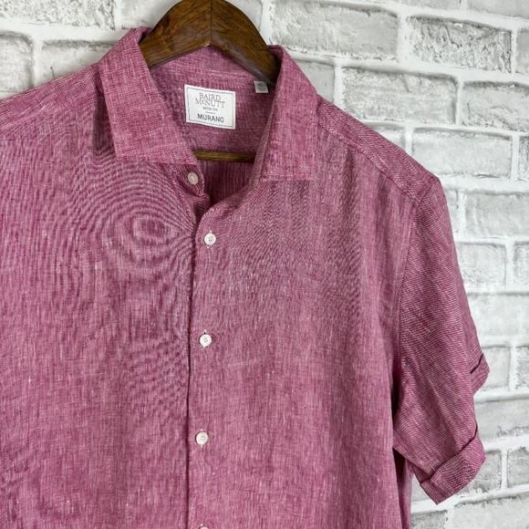 Baird McNutt Murano All Linen Light Red Garment Dyed Button Up Shirt Mens XL - Picture 1 of 7